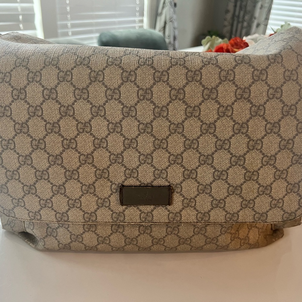 Gucci Gray Baby Bag with Monogram Design